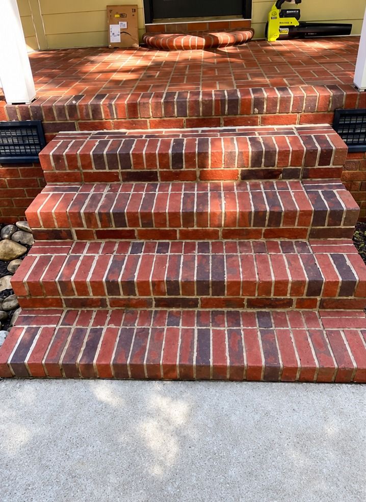 Brick front steps and walkway after cleaning